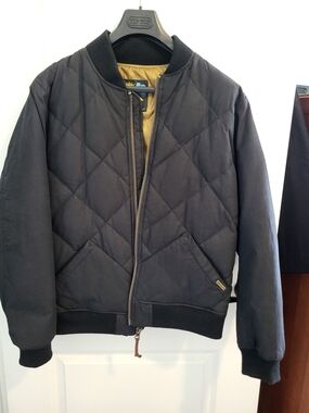 Eddie Bauer Black Quilted Bomber Jacket with Tan Lining